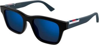 Gucci Vierkante Zonnebril - Heren - Zonnebrillen - Zwart - 52 MM - Leer - Accessoires