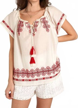 En Cr&egrave;me Playful Embroidered Tassel Top In White/redd