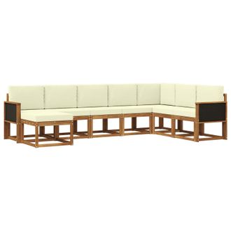 vidaXL Conjunto De Sof&aacute;s De Exterior Con Coj&iacute;n 8 Pcs Natural Y Crema Vidaxl