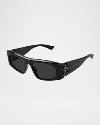 Alexander McQueen Men & apos;s AM0471SM Acetate Rectangle Sunglasses