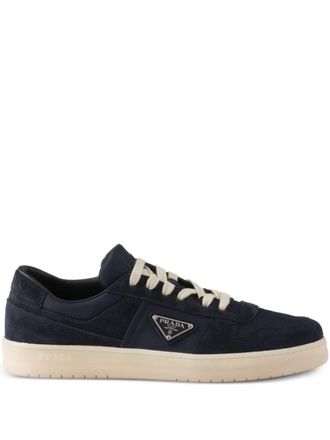 Prada Downtown eyelets-detail suede sneakers - Blue