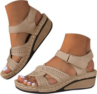 Generic Ladies Sandals Wide Fit Sandals for Women Orthopedic Sandal Women Summer Outdoor Anti-Slip Platform Beach Shoes Ladies Wedge Slides Wide Open Toe Ankl