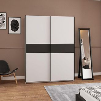 Dmora Guardarropa 2 Puertas Manita, Armario Dormitorio 2 Estantes, Perchero, 2 Puertas, 150x204h Cm Blanco