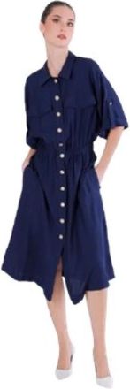 Caf&egrave;noir Overhemdjurk - Dames - Shirt Kleedjes - Blauw - S - Nylon - Kleedjes