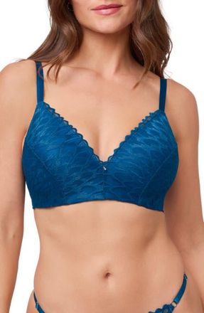 Montelle Intimates Lacey Wire Free Bra in Peacock at Nordstrom, Size 38E