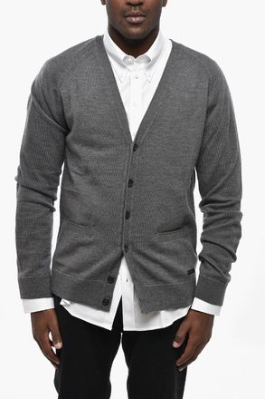 Dsquared2 Cardigan in Lana Vergine con Tasche a Toppa Dsquared2
