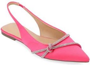 Journee Collection Rebbel Pav&eacute; Crystal Knot Slingback Flat in Pink at Nordstrom Rack, Size 6.5