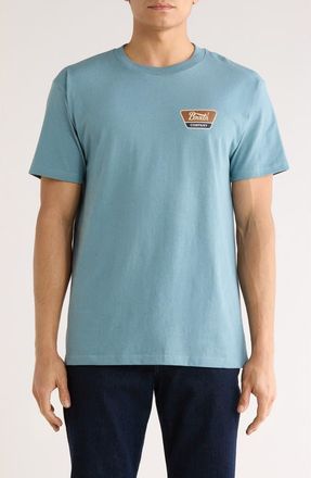 Brixton Linwood Cotton Logo Graphic T-Shirt in Ocean Breeze/Brown/Dark Navy at Nordstrom, Size Xx-Large