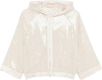 PESERICO Zip-through capuchonjack - Dames - Vesten met rits - Beige - S - Polyester - Hoodies & sweatvesten