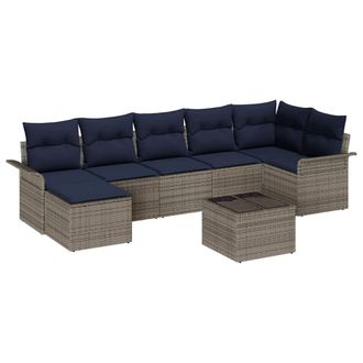 vidaXL Conjunto De Sof&aacute; De Jard&iacute;n Con Coj&iacute;n 8 Pcs Gris Polirat&aacute;n Vidaxl