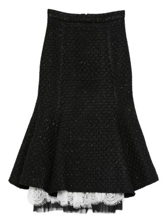 Miau by Clara Rotescu Zion lace-trim midi skirt - Black