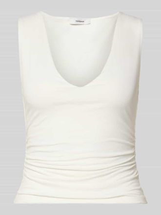 Topshop Slim Fit Tr&auml;gertop mit Raffungen und V-Ausschnitt Modell MY in Offwhite, Gr&ouml;&szlig;e XS