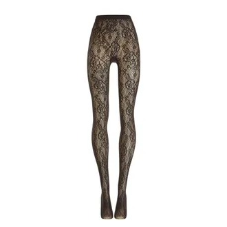 Wolford Ondergoed, Dames, Bruin, XS, Wol, Grafische Bloemige Panty