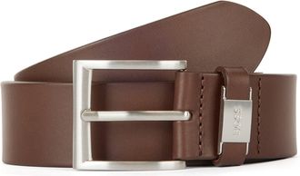 HUGO BOSS Lederg&uuml;rtel BOSS Connio, Herren, Gr. 105, braun (schwarz braun), Leder, unifarben, G&uuml;rtel Lederg&uuml;rtel, silberfarbene Schliesse & Logo-Schriftzug auf d