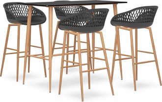 vidaXL Mesa Alta Y Taburetes De Bar 5 Piezas Negro Y Gris Vidaxl