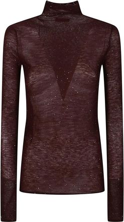 Pinko Pinko, Truien & Vesten, Dames, Bruin, S, Moss Turtle Neck Sweater