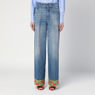 Valentino Jeans blu slavato con fondo in jacquard