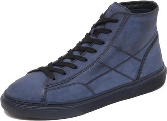 Hogan H365 Hi Top H Stitching + Zig Zag - Heren - Sneakers - Blauw - 40 1/2 EU - Leer - Schoenen