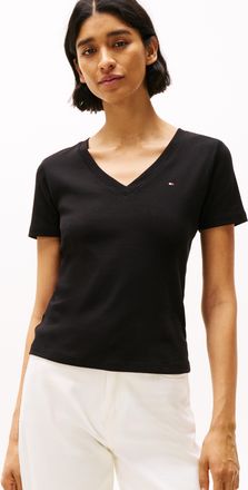 Tommy Hilfiger T-Shirt »SLIM CODY V-NK SS mit V-Ausschnitt und Streifen« Baumwolle, slim fit