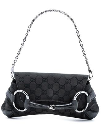 Gucci 2000-2015 GG Canvas Horsebit Chain shoulder bag - Nero