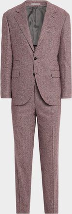 Brunello Cucinelli Mens Wool and Cashmere Flecked Chevron Suit