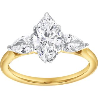 LuvMyJewelry Fallon 2CT Marquise & Pear Three Stone Lab Diamond Ring 14K Gold in 14K Yellow Gold at Nordstrom, Size 7
