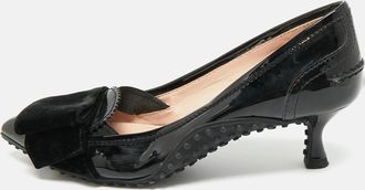 Tod's Tods Black Leather And Velvet Loafer Pumps