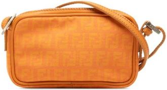 Fendi Pre-owned Cross Body Bags, female, Orange, Size: ONE SIZE Pre-owned Canvas Crossbody Bag