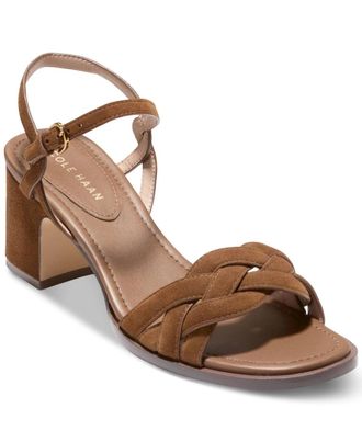 Cole Haan Ambrose Braid Sandals Womens B Brown Suede Block Heel RHS8285