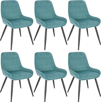 Woltu Woltu 6x Sillas De Comedor Silla Ergon&oacute;mica Con Respaldo Silla De Terciopelo En Estructura Metal Sillas Para Dormitorio Sal&oacute;n Comedor Y Cocina Turques