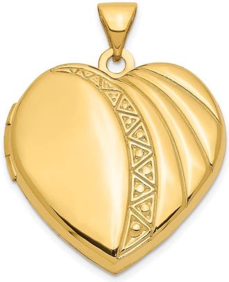 Diamond2Deal 14k Yellow Gold 21mm Heart Locket Pendant