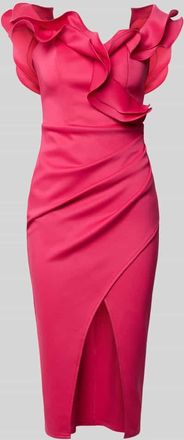 Lipsy Slim Fit Midikleid mit Gehschlitz in Pink, Gr&ouml;&szlig;e 38