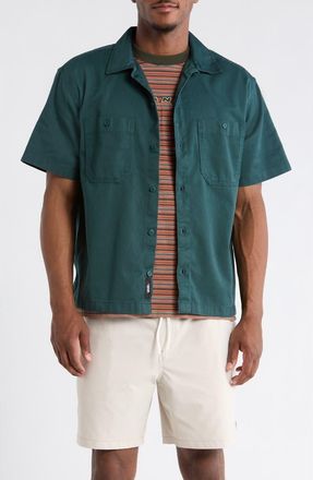 Vans Larkspur Short Sleeve Cotton Button-Up Work Shirt in Mystic Moss at Nordstrom, Size Xx-Large