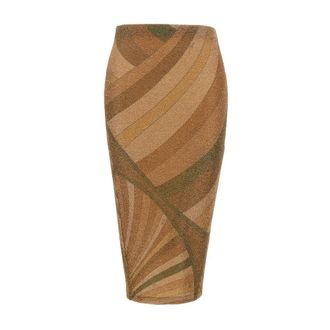Pucci Midi Skirts, female, Multicolor, M, Iride Jersey Lam&eacute; Midi Skirt
