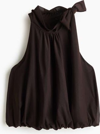 H&M Scarf-collar Top in Dark Brown at Nordstrom, Size X-Small