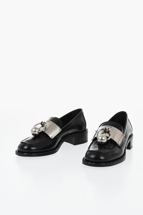 Prada Brushed Leather Loafers With Front Piercing Detail Prada