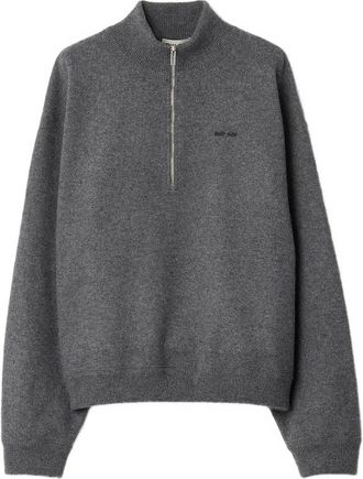 Miu Miu Cashmere And Jersey Zipper Sweater