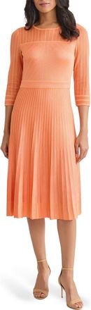Misook Pleated Geometric Knit Midi Dress in Amber Glow at Nordstrom Rack, Size Xx-Large