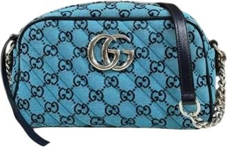 Gucci Pre-owned GG Marmont Schoudertas - Dames - Vintage Schoudertas - Blauw - ONE Size - Leer - Vintage