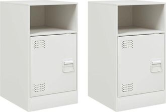 vidaXL Mesitas de noche 2 unidades acero blanco 34,5x39x62 cm Vidaxl