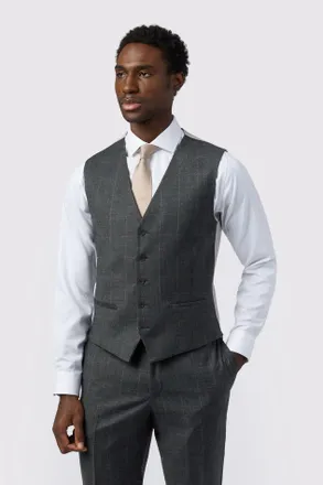 Ted Baker Mens Single Breasted Five Button V-neck Slim Fit Suit Waistcoat - Grey Wool - Size 44 (Chest)