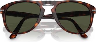 Persol 0po0714 Rounded Tortoiseshell Acetate Sunglasses with Silver Accents