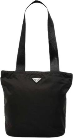 Prada Pre-owned Tote Bags, female, Black, Size: ONE SIZE Pre-owned Nylon Tote Bag