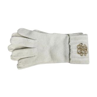 Ralph Lauren Gloves, female, Beige, Size: ONE SIZE Logo-embroidered Ribbed-knit Gloves