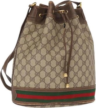 Gucci Pre-owned Canvas Bucket Bag - Dames - Vintage Tas - Beige - ONE Size - Vintage