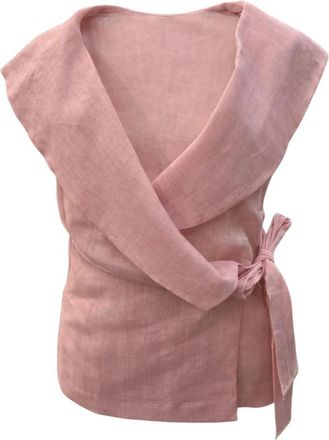 Simona Corsellini Wrap Top - Dames - Blouses - Roze - S - Linnen - Overhemden