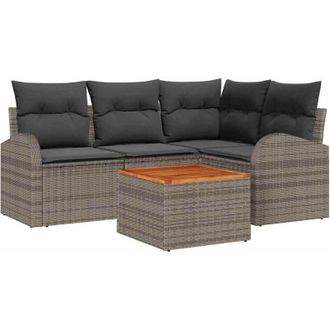 vidaXL Conjunto De Sof&aacute; De Jard&iacute;n 5 Pcs Gris