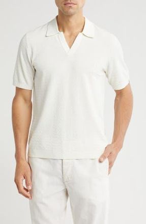 Rag & Bone Zuma Johnny Collar Chevron Terry Cloth Polo in Chalk at Nordstrom Rack, Size Medium