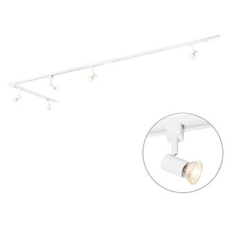 QAZQA Qazqa Moderno Sistema De Iluminaci&oacute;n De Riel Inteligente Blanco Monof&aacute;sico 5 Luces Con Wifi Gu10 - Iconic Jeany Acero /aluminio Alargada Adecuado Para