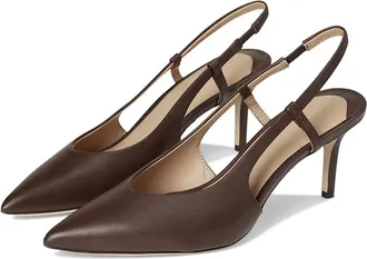 Lauren Ralph Lauren Khloe Leather Slingback Pumps Womens Sandals Dark Hickory : 8.5 B - Medium